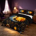 thumbnail image 1 of Homewish Watercolor Sun Moon Bedding, Botanical Leaves Duvet Cover Full, Black Reversible 3pcs, 1 Duvet Cover and 2 Pillowcases, 1 of 6