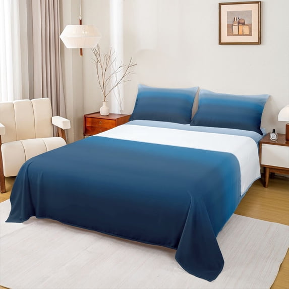 Homewish Watercolor Tie Dye 3pcs Twin Sheet Sets For Female Men Adults,Abstract Ombre Twin Fitted Sheet,Gradient Vintage Aesthetic Breathable Flat Sheet,Luxury Bedroom Decor