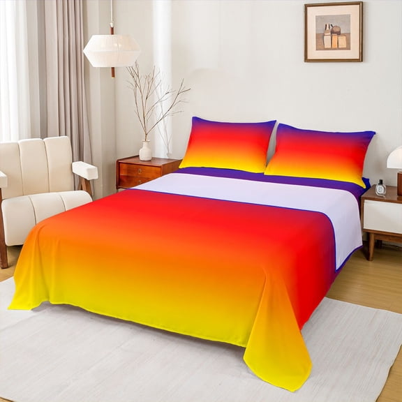 Homewish Watercolor Tie Dye 3pcs Twin Sheet Sets For Female Men Adults,Abstract Ombre Twin Fitted Sheet,Gradient Vintage Aesthetic Breathable Flat Sheet,Luxury Bedroom Decor