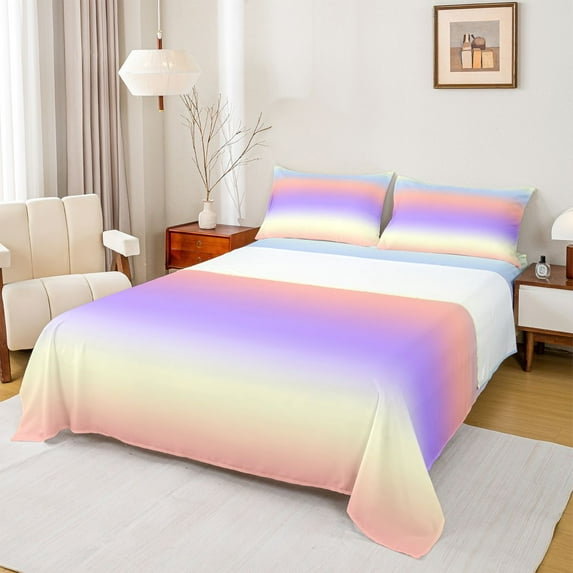 Homewish Watercolor Tie Dye 4 Pieces Queen Sheet Sets For Female Men Adults,Abstract Ombre Ultra Soft Flat Sheet,Gradient Vintage Aesthetic Queen Fitted Sheet,Luxury Bedroom Decor