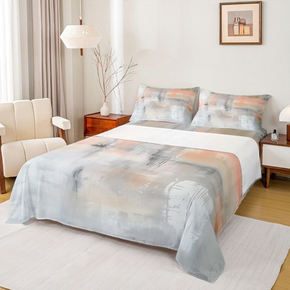 Homewish Watercolor Tie Dye Bed Sheets,Vintage Abstract Artwork Full Size Sheets,4 Pieces,1 Flat Sheet, 1 Fitted Sheet and 2 Pillowcases