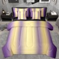 thumbnail image 1 of Homewish Wave Striped Lines 7 Pieces Bedding Comforter Set,Modern Abztract Geometric Full Bedding Set,Purple Yellow Fitted Sheet Flat Sheet For Teens,Super Cozy Room Decor Reversible, 1 of 8