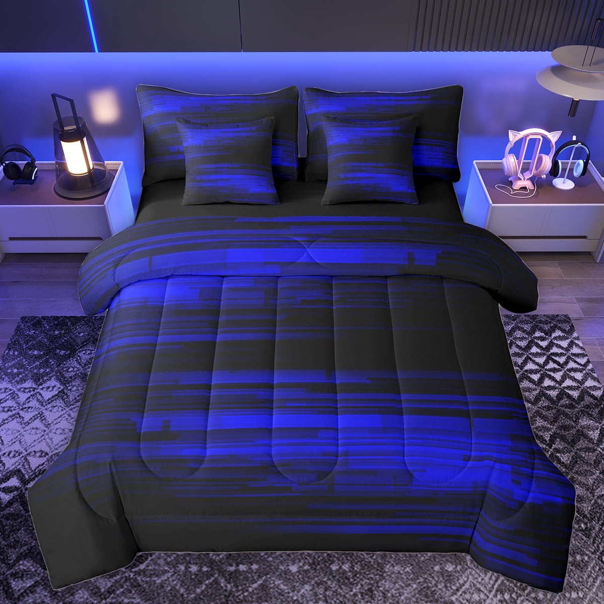 Black And Blue Comforter Set