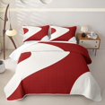 thumbnail image 1 of Homewish Wavy Stripes Twin Quilt Set,Abstract Artwork Twin Coverlet Set,Red,2pcs, 1 of 7
