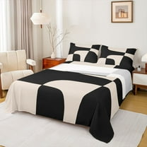 Homewish Wblack Brown Lines Twin Sheet Sets,Modern Asbtract Geometric Twin Fitted Sheet,Minimalism Style Flat Sheet For Men Women,Super Cozy Room Decor,3pcs