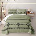 thumbnail image 1 of Homewish Western Aztec Geometric Quilt Full,Green Black Full Bedspread Sets For Adult,3 Pieces, 1 of 7
