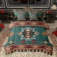 thumbnail image 1 of Homewish Western Boho Aztec Twin Bedding Sets 7-Piece for Men, Rustic Mandala Hippie Bedding Comforter Set, Dark Green Abstract Reversible Sheet Sets, Super Cozy Room Decor, 1 of 8