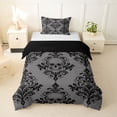 thumbnail image 1 of Homewish Western Boho Skull Twin Duvet Cover,Victorian Damask Twin Bedding,Halloween Comforter Cover,Black Reversible,2pcs,1 Duvet Cover and 1 Pillowcase, 1 of 6