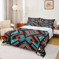 thumbnail image 1 of Homewish Western Boho Tribal Full Size Sheets,Abstract Geometric Desgin Bed Sheets,Red Cyan Black Sheet Sets For Girls Boys,Microfiber Bedroom Decor,4pcs, 1 of 7