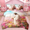 thumbnail image 1 of Homewish Western Christian Bible Twin Bedding Sets 7-Piece for Teens, Pink Rustic Groovy Bedding Comforter Set, Kawaii Rustic Sheep Reversible Sheet Sets, Super Cozy Room Decor, 1 of 8