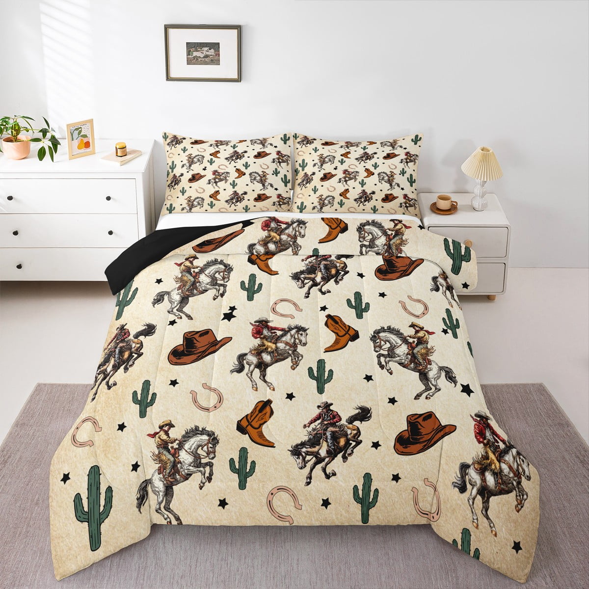 Homewish Western Cowboy 3 Pieces Queen Comforter Set for Female Men — free download