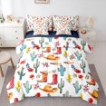 thumbnail image 1 of Homewish Western Cowboy Boots 7-Piece Twin Bedding,Floral Cactus Bedding Comforter Set,Blue Brown,Navy Blue Reversible, 1 of 8