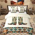 thumbnail image 1 of Homewish Western Cowboy Boots 7pcs Bedding Comforter Set,Retro Aztec Geometric Queen Bedding Sets,Vintage Triangle Queen Sheet Sets For Boys Kids,Ultra Soft Home Decor Reversible, 1 of 8