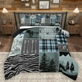 thumbnail image 1 of Homewish Western Cowboy Print Bedding Comforter Set for Men, Green Blue Buffalo Patchwork Twin Comforter Sets, Rustic Farmhouse Reversible Bedding Set, Super Cozy Room Decor, 2pcs, 1 of 8