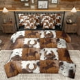 thumbnail image 1 of Homewish Western Cowboy Tribal 7 Pieces Bedding Comforter Set,Rustic Horseshoe Full Bedding Set,Brown Patchwork Cowhide Fitted Sheet Flat Sheet For Boys Kids,Breathable Home Decor Reversible, 1 of 8