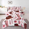 thumbnail image 1 of Homewish Western Cowgirl Hat Boots Queen Comforter Set,Pink Flowers Comforter Sets Queen,Pink Reversible,3-Piece,1 Comforter and 2 Pillowcases, 1 of 7