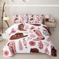 thumbnail image 1 of Homewish Western Cowgirl Hat Boots Quilt King,Pink Flowers King Coverlet Set,3 Pieces, 1 of 7