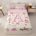 thumbnail image 1 of Homewish Western Cowgirl Zipper Twin Comforter Sets with Fitted Sheet and 2 Pillowcases For Girls,Personalized Initial A Zipper Bedding Set,Pink Reversible,4-Piece, 1 of 7