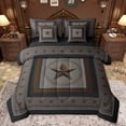 thumbnail image 1 of Homewish Western Texas Stars Twin Bedding Sets 7-Piece for Men, Grey Brown Rustic Cabin Bedding Comforter Set, Hippie Stripes Abstract Reversible Sheet Sets, Luxury Bedroom Decor, 1 of 7