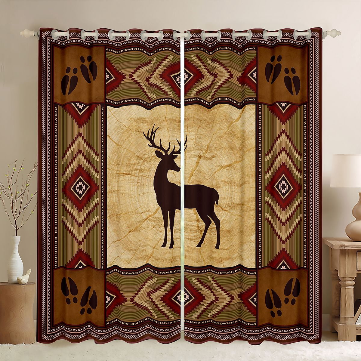 Homewish Western Tribal Aztec Black Out Curtains for Men, Jungle Animal ...