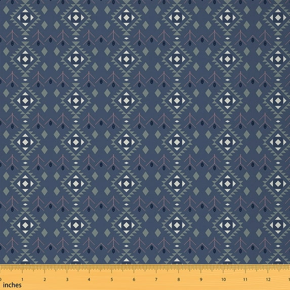 Homewish Western Tribal Fabric by the Yard 3 Yard,Rustic Aztec Sewing Fabric,Light Blue Gray Room Decor Fabric by the Yard For Girls Boys,Microfiber Bedroom Decor