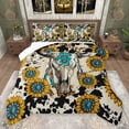 thumbnail image 1 of Homewish Western Vintage Bull Skull Full Size Comforter Sets 3-Piece for Teens,Chic Floral Sunflowers Bedding Comforter Set,Famhouse Animal Cow Print Lightweight Bedding Sets, 1 of 8