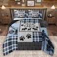 thumbnail image 1 of Homewish Western Wildlife Reindeer Bedding Comforter Set, Blue Grey Plaid Twin Comforter Sets, Retro Rustic Cabin Reversible Bedding Set, Lightweight Room Decor, 2-Piece, 1 of 8