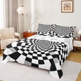 thumbnail image 1 of Homewish White Black Checkered Twin Sheet Sets,Classic Minimalist Plaid Twin Fitted Sheet,Geometric Buffalo Print Flat Sheet For Girls Teens,Breathable Home Decor,3-Piece, 1 of 7