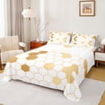 thumbnail image 1 of Homewish White Gold Honeycomb Bed Sheets for Adult, Modern Fashion Abstract King Sheets, Chic Hexagon Sheet Set, Ultra Soft Bedroom Decor, 4 Pieces, 1 of 7
