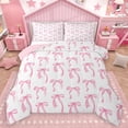 thumbnail image 1 of Homewish White Pink Bow Queen Comforter Set for Girls, Kawaii Princess Bowknot Bedding Sets, Cute Ribbon Reversible Bedding Comforter Set, Luxury Bedroom Decor, 3pcs, 1 of 8
