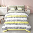 thumbnail image 1 of Homewish White Yellow Stripe Queen Bedding, Silver Glitter Sequin Print Bedding Comforter Set Queen, Gray Reversible, 7-Piece, 1 of 7