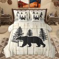 thumbnail image 1 of Homewish Wild Animal Bear 7pcs Bedding Comforter Set,Old Wooden Board Queen Bedding Sets,Black Beige Queen Sheet Sets For Teens,Luxury Bedroom Decor Reversible, 1 of 8