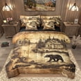 thumbnail image 1 of Homewish Wild Animal Bear 7pcs Bedding Comforter Set,Rustic Farmhouse Cabin Queen Bedding Sets,Beige Brown Queen Sheet Sets For Boys Kids,Ultra Soft Home Decor Reversible, 1 of 8