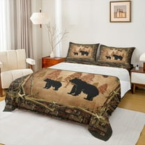 Homewish Wild Animal Bear Twin Sheet Sets,Western Cowboy Tribal Twin Fitted Sheet,Rustic Farmhouse Cabin Flat Sheet For Kids,Luxury Bedroom Decor,3-Piece