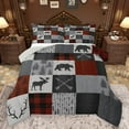 thumbnail image 1 of Homewish Wild Deer Bear Queen Comforter Set,Rustic Farmhouse Cabin Bedding Sets,Red Gray White Graid Bedding Comforter Set For Boys Kids,Luxury Bedroom Decor Reversible,3pcs, 1 of 8