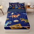 thumbnail image 1 of Homewish Wild Dino Zipper Queen Comforter Set with Fitted Sheet and 2 Pillowcases,Danger Area Keep Out Print Zipper Bedding Set,Navy,Navy Blue Reversible,4pcs, 1 of 8