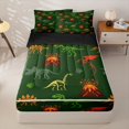 thumbnail image 1 of Homewish Wild Dino Zipper Queen Comforter Set with Fitted Sheet and 2 Pillowcases,Dinosaur Skeleton Zipper Bedding Set,Green Orange,Black Reversible,4pcs, 1 of 8