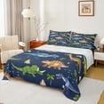 thumbnail image 1 of Homewish Wild Dinosaur Bed Sheets,Retro Rustic Dino King Sheets,Deepblue Brown Green Sheet Set For Boys Kids,Breathable Home Decor,4pcs, 1 of 7