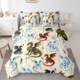 thumbnail image 1 of Homewish Wild Dragon 7 Pieces Full Size Bedding Sets,Vintage Animals Full Size Bed in a Bag,Beige,Light Gray Reversible, 1 of 8