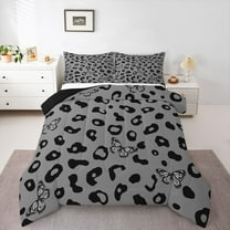 Homewish Wild Leopard Print Bedding Comforter Set,Chic Butterfly Twin Comforter Sets,Gray Black Bedding Set For Girls Kids,Breathable Home Decor Reversible,2 Pieces