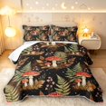 thumbnail image 1 of Homewish Wild Mushroom Quilt Full,Botanical Fungus Plant Full Bedspread Sets,Black,Black Reversible,3 Pieces, 1 of 7