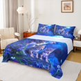 thumbnail image 1 of Homewish Wild Wolf Full Size Sheets,Jungle Animal Bed Sheets,Blue Purple Flower Sheet Sets For Boys Kids,Breathable Home Decor,4 Pieces, 1 of 7