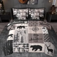 thumbnail image 1 of Homewish Wildlife Bear Deer Bedding Comforter Set 7pcs for Men, Rustic Camping Adventure King Bedding Sets, Brown Linen Plaid Reversible Bed Sheets, Super Cozy Room Decor, 1 of 7