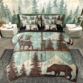 thumbnail image 1 of Homewish Wildlife Bear Moose 7-Piece Twin Bedding Sets,Country Farmhouse Lodge Bedding Comforter Set,Blue Beige Sheet Sets For Teens,Ultra Soft Home Decor Reversible, 1 of 8