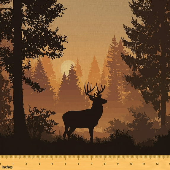 Homewish Wildlife Bear Print Fabric by the Yard 2 Yards, Jungle Pine Tree Sewing Fabric, Rustic Lodge Cabin Fabric for Sewing, Microfiber Bedroom Decor