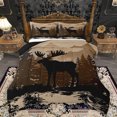 thumbnail image 1 of Homewish Wildlife Deer Elk Queen Comforter Set for Men, Vintage Lodge Cabin Bedding Sets, Brown Rustic Farmhouse Reversible Bedding Comforter Set, Ultra Soft Bedroom Decor, 3-Piece, 1 of 8
