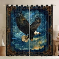 Homewish Wildlife Eagle Black Out Curtains For Kids Children Teens,Woodland Animal Curtains Pack of 2 (42x63 Each),Abstract Lightning Bedroom Curtains,Exotic Style Bedroom Decor