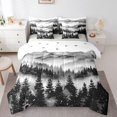 thumbnail image 1 of Homewish Winter Jungle Bedding Comforter Set 7-Piece for Teenagers Adults,Mountain Woodland King Bedding Sets,Abstract Gradient Black Ultra Soft Bed Sheets,Microfiber Bedroom Decor,Reversible, 1 of 8