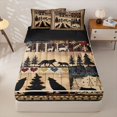 thumbnail image 1 of Homewish Winter Wildlife Wolf Quilt Print Zipper Twin Comforter Sets with Fitted Sheet and 2 Pillowcases,Cabin Decor Zipper Bedding Set For Men And Women,Reversible,4-Piece, 1 of 7