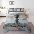 thumbnail image 1 of Homewish Wooden Plank Teens Full Size Comforter Sets, Grey Blue Lake House Cabin Bedding Comforter Set, Rustic Farmhouse Reversible Bedding Sets, Lightweight Room Decor, 3pcs, 1 of 8